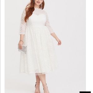 Special Occasion Lace White Midi Dress (Wedding)
